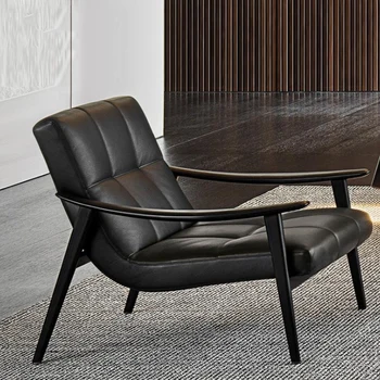 שחור מינימליסטי יוקרה מודרנית כיסאות קרקע מקורה מעץ ספה כורסה כיסא איטלקי Sillon בודדים הדירה ריהוט